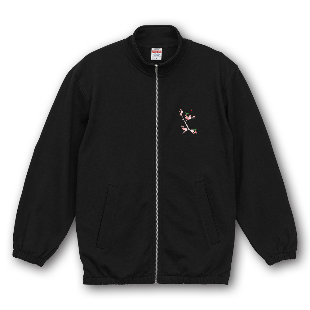梅の花と蝶々 10.0オンス スウェット フルジップ スタンド ジャケット(裏パイル)