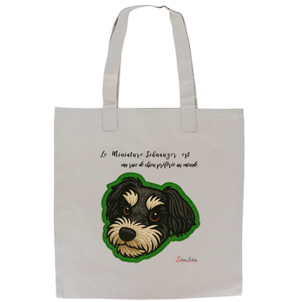 わんちゃんトート（ミニチュアシュナウザー_刺繍調ヘッド）