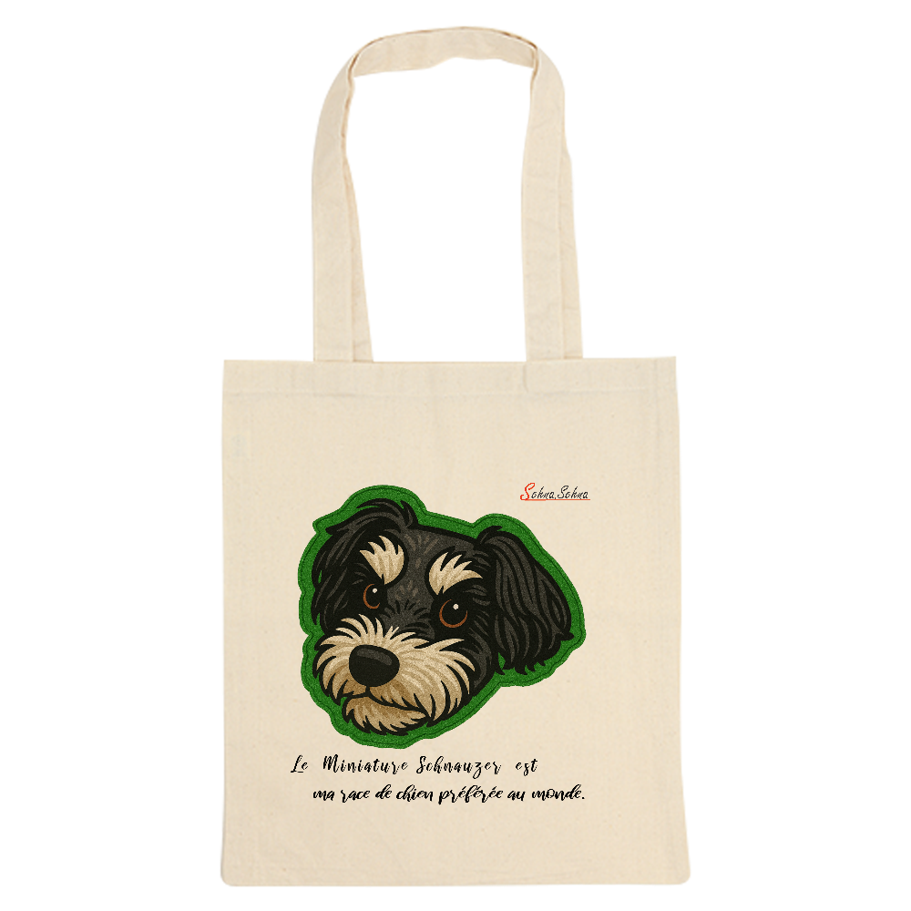 わんちゃんトート（ミニチュアシュナウザー＿刺繍調ヘッド）