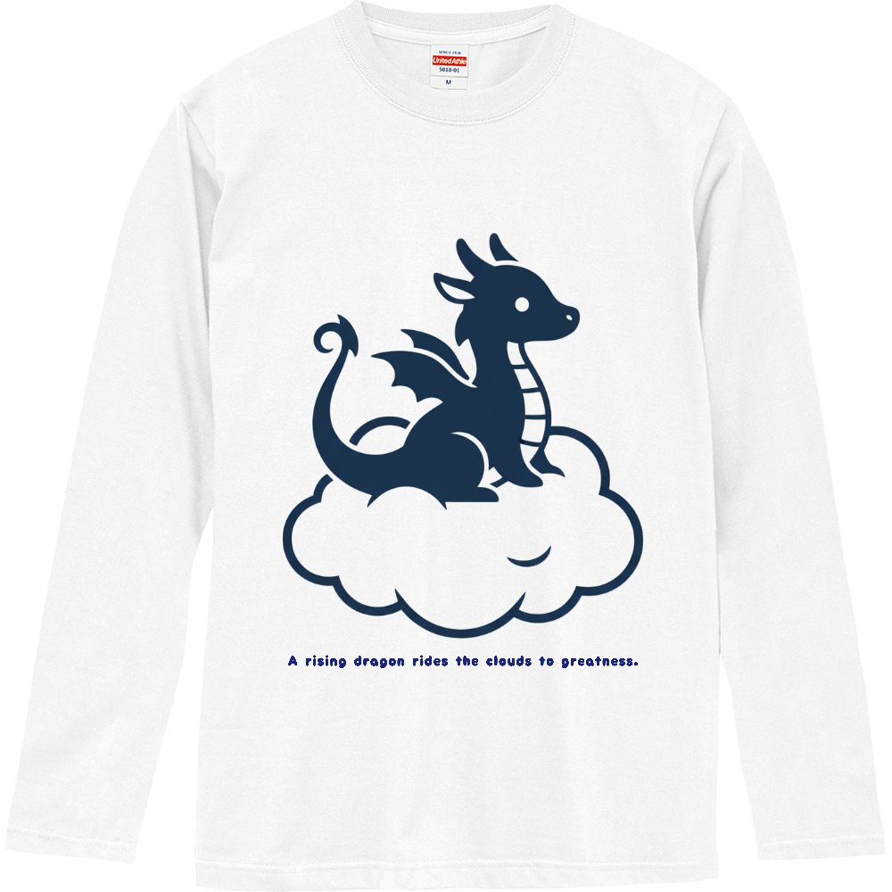 [ロングTシャツ] A rising dragon rides the clouds to greatness.