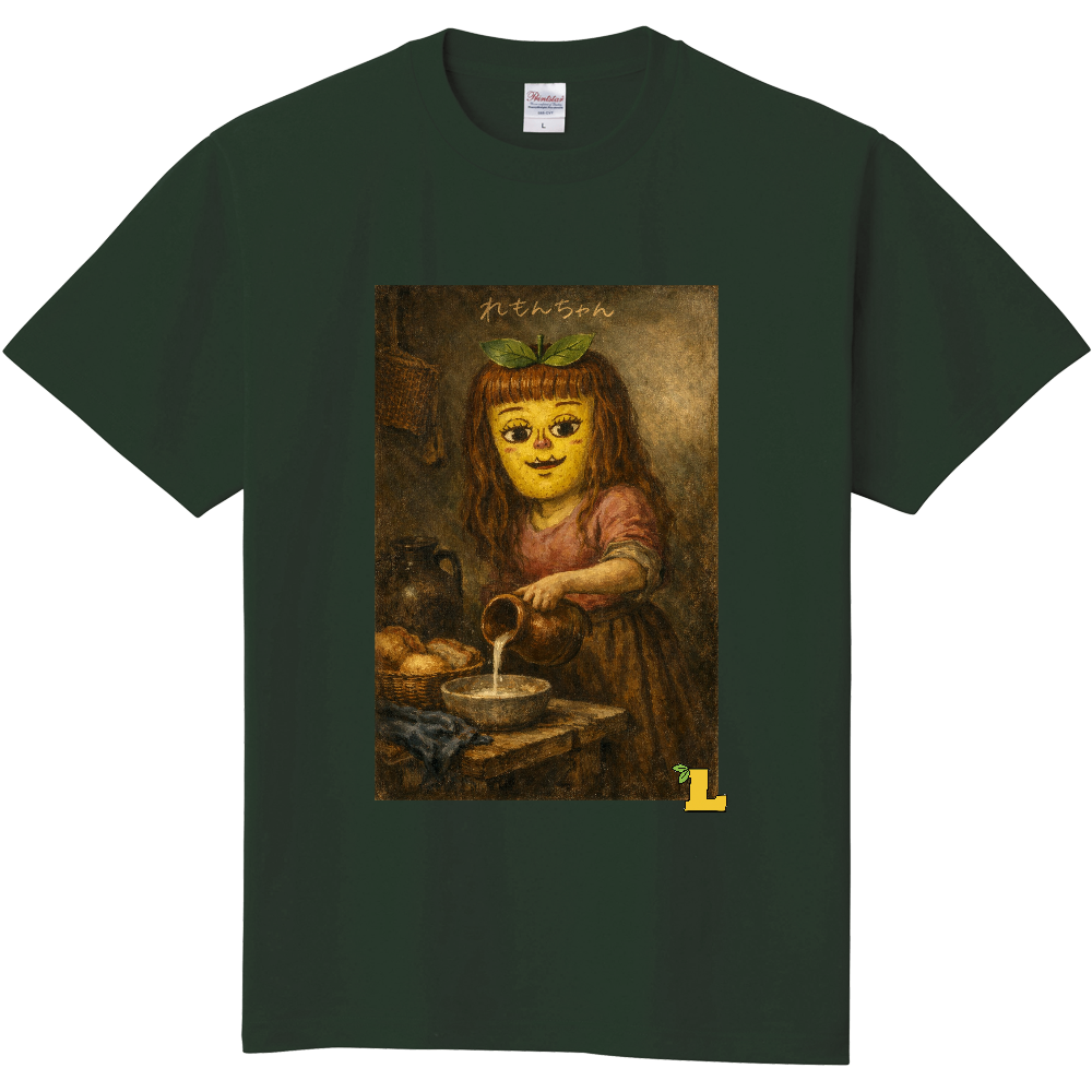 れもんちゃん Tシャツ 絵画風 グリーン