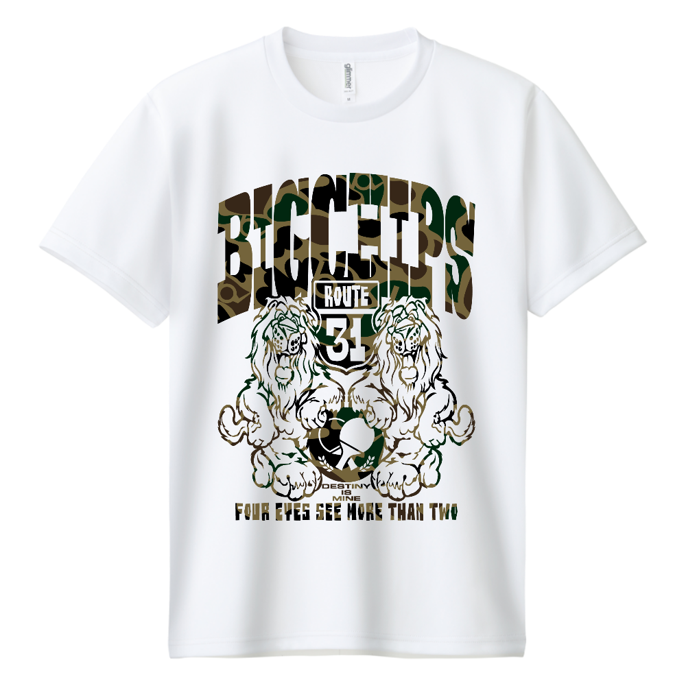 ドライTシャツ BIGCHIPS007 Lions001 b✓迷彩 緑カモフラ Tシャツ色変更OK