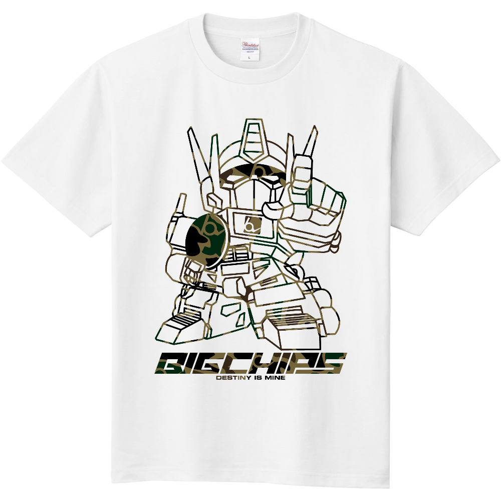 綿Tシャツ BIGCHIPS011 Robot b✓迷彩 緑カモフラ Tシャツ色変更OK