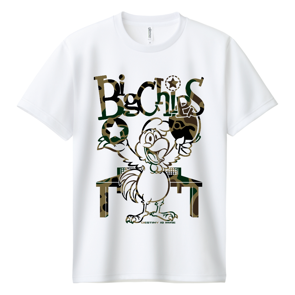 ドライTシャツ BIGCHIPS010 Chicken b✓迷彩 緑カモフラ Tシャツ色変更OK