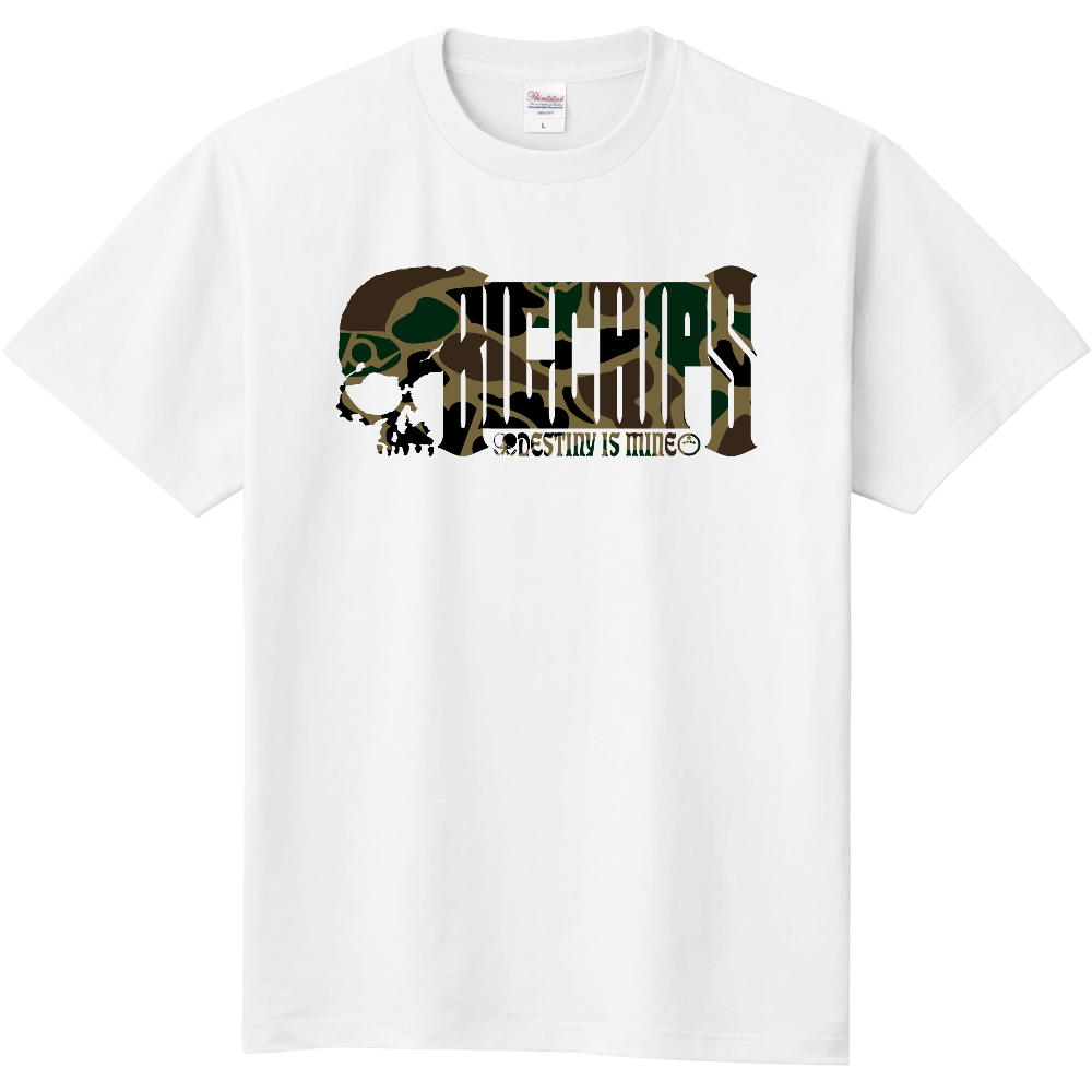 綿Tシャツ BIGCHIPS012 Skull001 b✓迷彩 緑カモフラ Tシャツ色変更OK