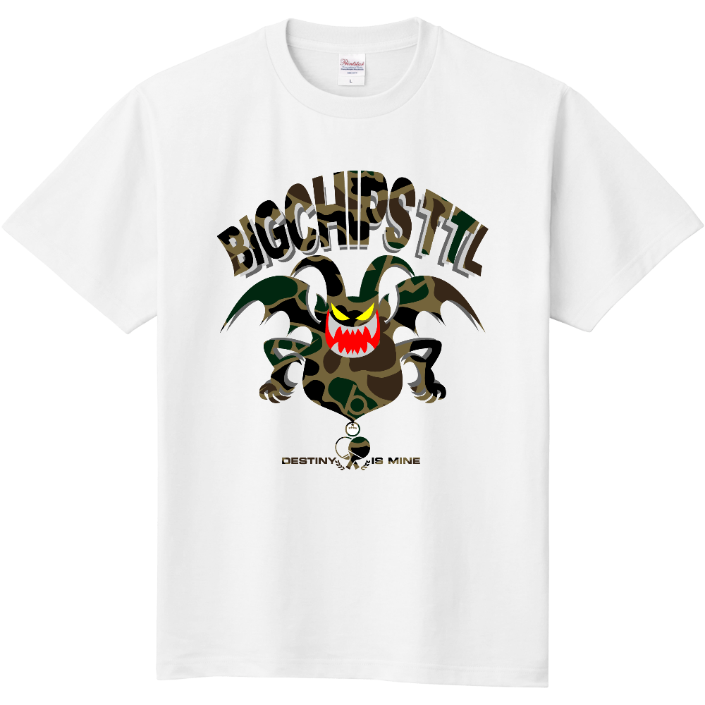 綿Tシャツ  BIGCHIPS020 Evil001 b✓迷彩 緑カモフラ Tシャツ色変更OK