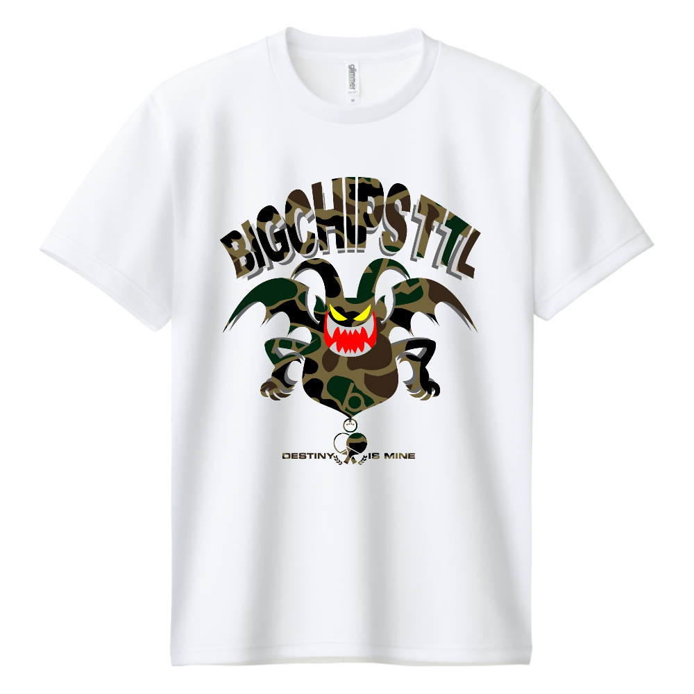 ドライTシャツ BIGCHIPS020 Evil001 b✓迷彩 緑カモフラ Tシャツ色変更OK