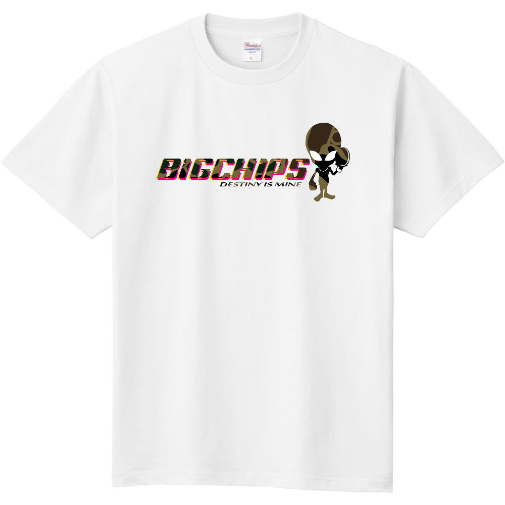 綿Tシャツ  BIGCHIPS021 Alien001 b✓迷彩 緑カモフラ Tシャツ色変更OK