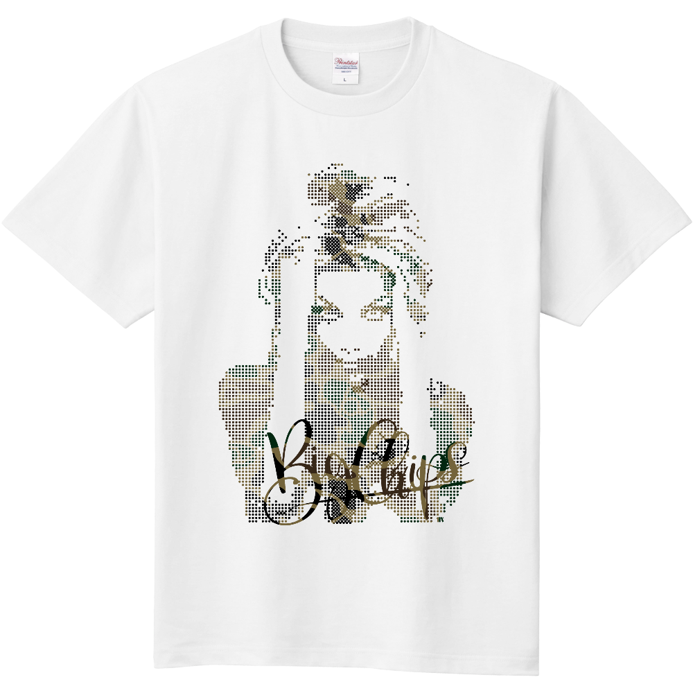 綿Tシャツ  BIGCHIPS022 Lady001 b✓迷彩 緑カモフラ Tシャツ色変更OK