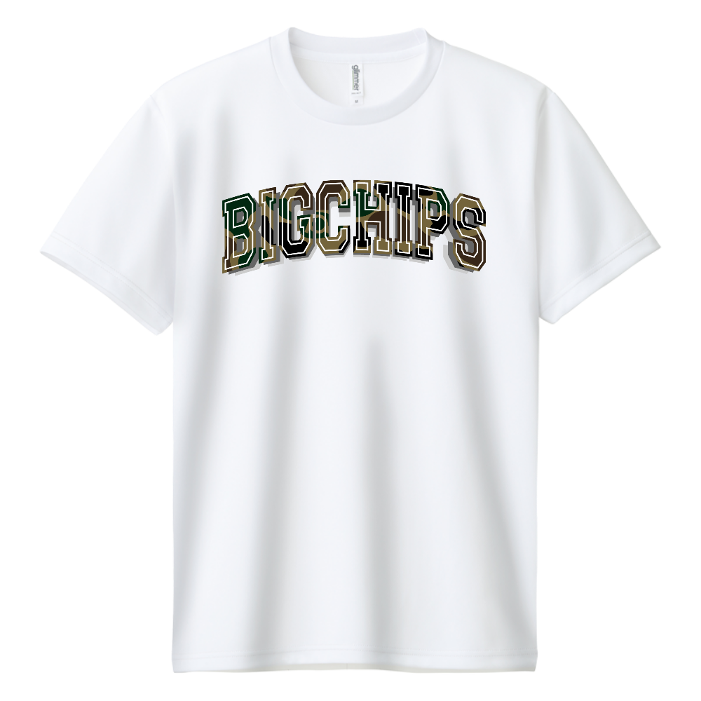ドライTシャツ BIGCHIPS024 BigLogo001 b✓迷彩 緑カモフラ Tシャツ色変更OK