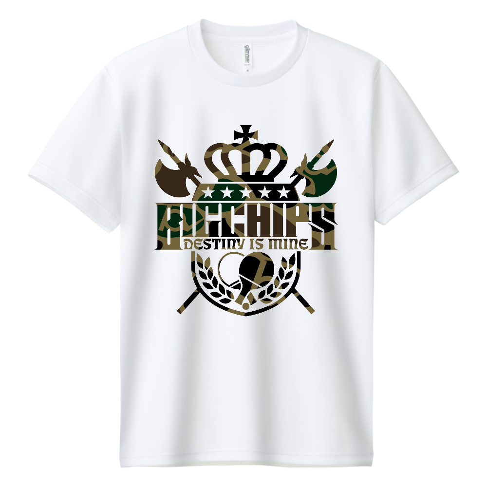 ドライTシャツ BIGCHIPS025 Emblem001 b✓迷彩 緑カモフラ Tシャツ色変更OK
