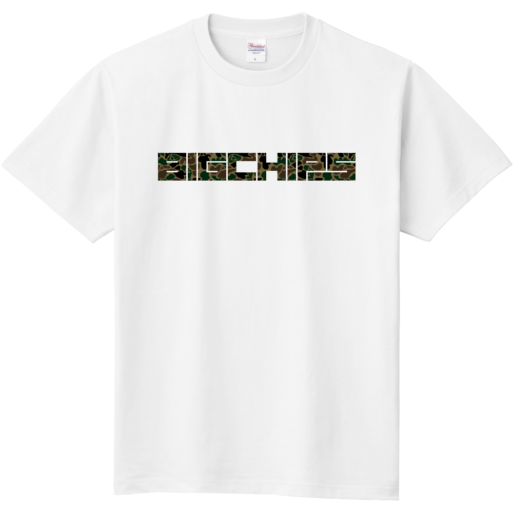 綿Tシャツ BIGCHIPS028 SquareLogo001 b✓迷彩 緑カモフラ Tシャツ色変更OK