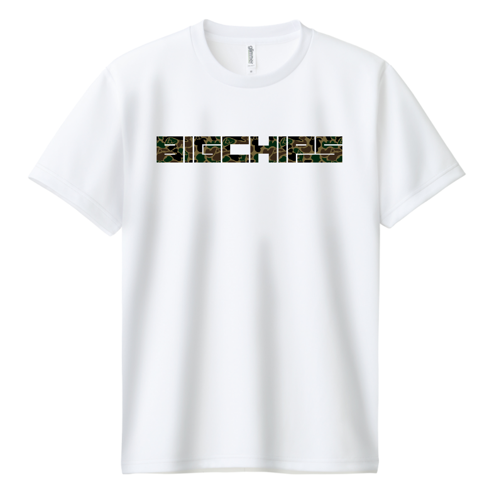 ドライTシャツ BIGCHIPS028 SquareLogo001 b✓迷彩 緑カモフラ Tシャツ色変更OK