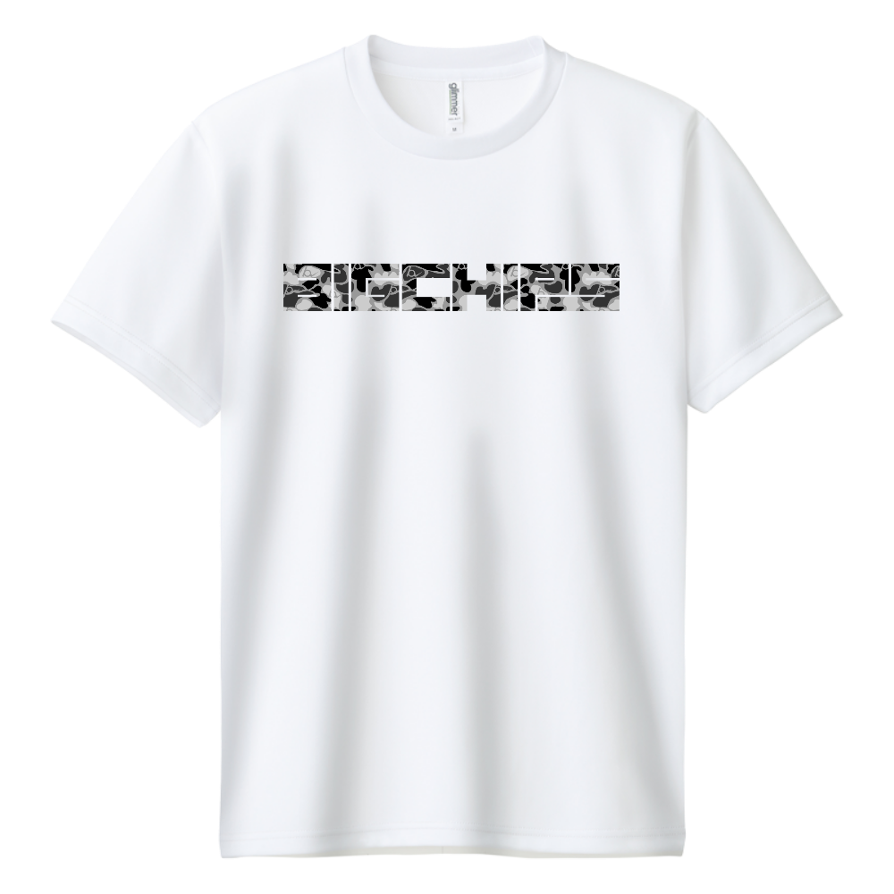 ドライTシャツ BIGCHIPS028 SquareLogo001 b✓迷彩 灰カモフラ Tシャツ色変更OK