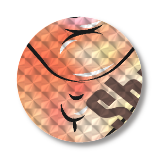 シルバーホログラムバッチ75mm/Shy boy