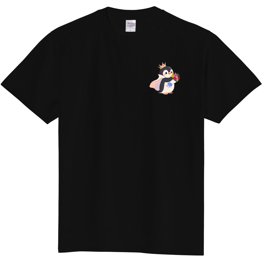 大人可愛い｜花束とセリーニのワンポイント黒Tシャツ