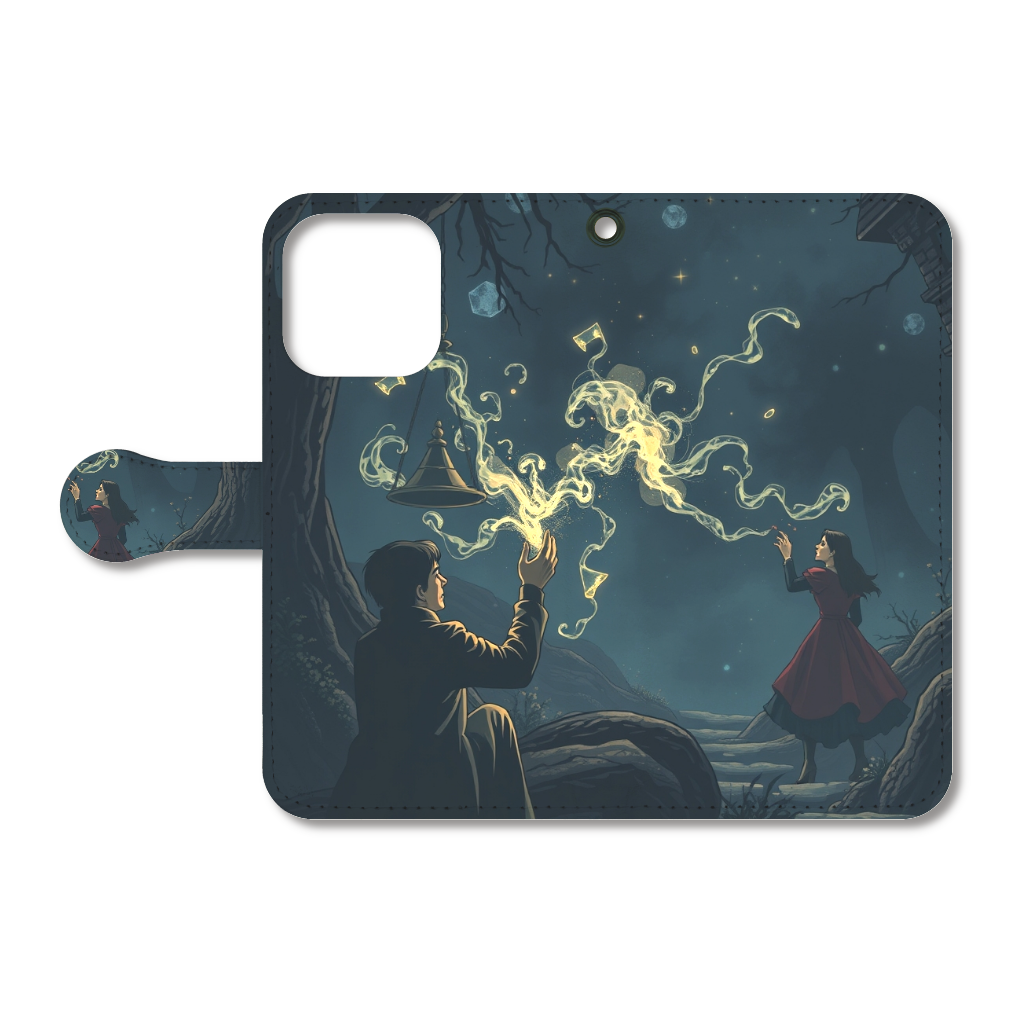 手帳型ベルト付きiphone16 Pro用ケース　「ファンタジーな風景」