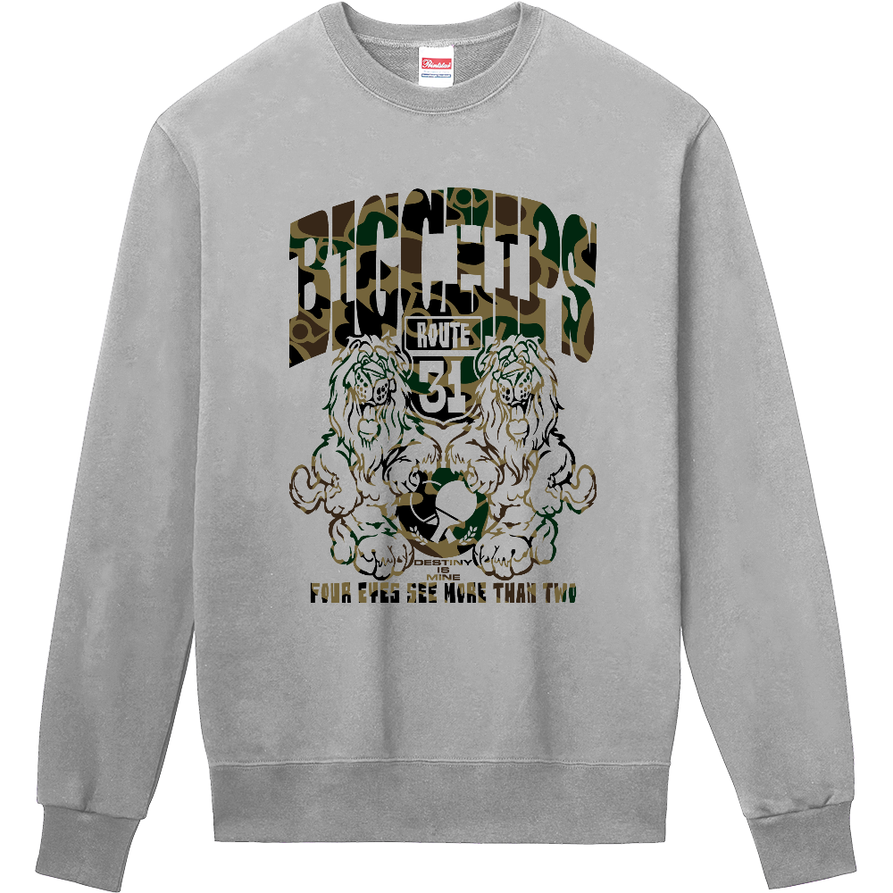 トレーナー BIGCHIPS007 Lions001 b✓迷彩 緑カモフラ トレーナー色変更OK