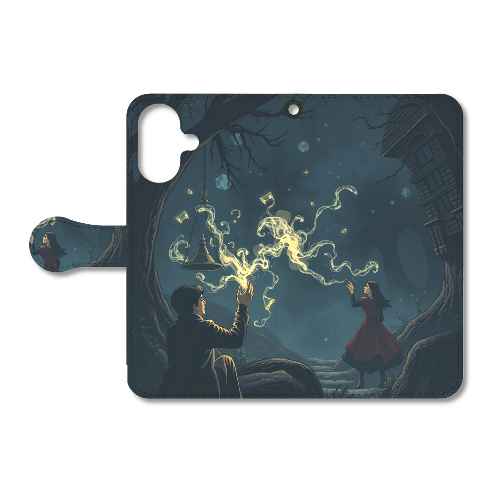 手帳型ベルト付きiPhone16用ケース　「ファンタジーな風景」