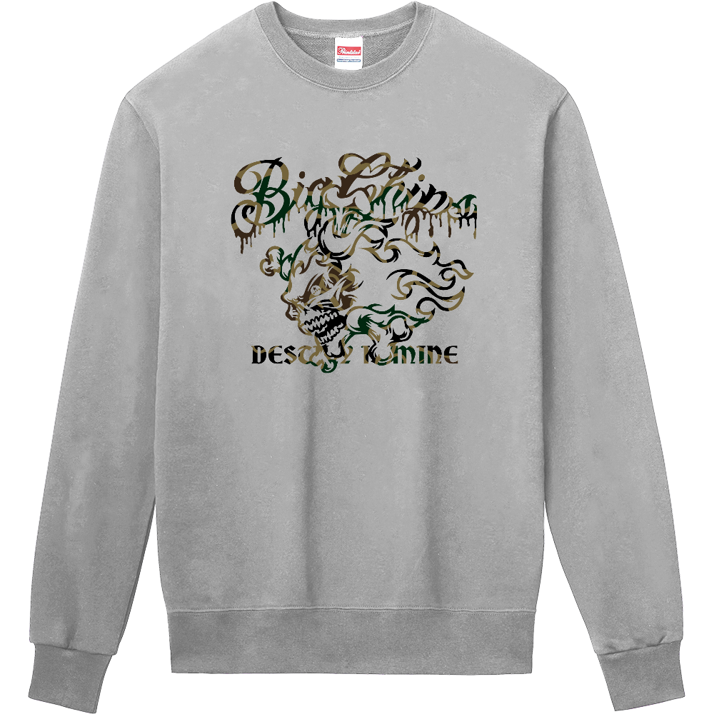 トレーナー BIGCHIPS017 Skull003 b✓迷彩 緑カモフラ トレーナー色変更OK