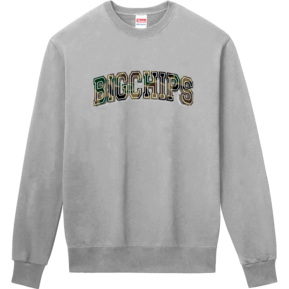 トレーナー BIGCHIPS024 BigLogo001 b✓迷彩 緑カモフラ トレーナー色変更OK