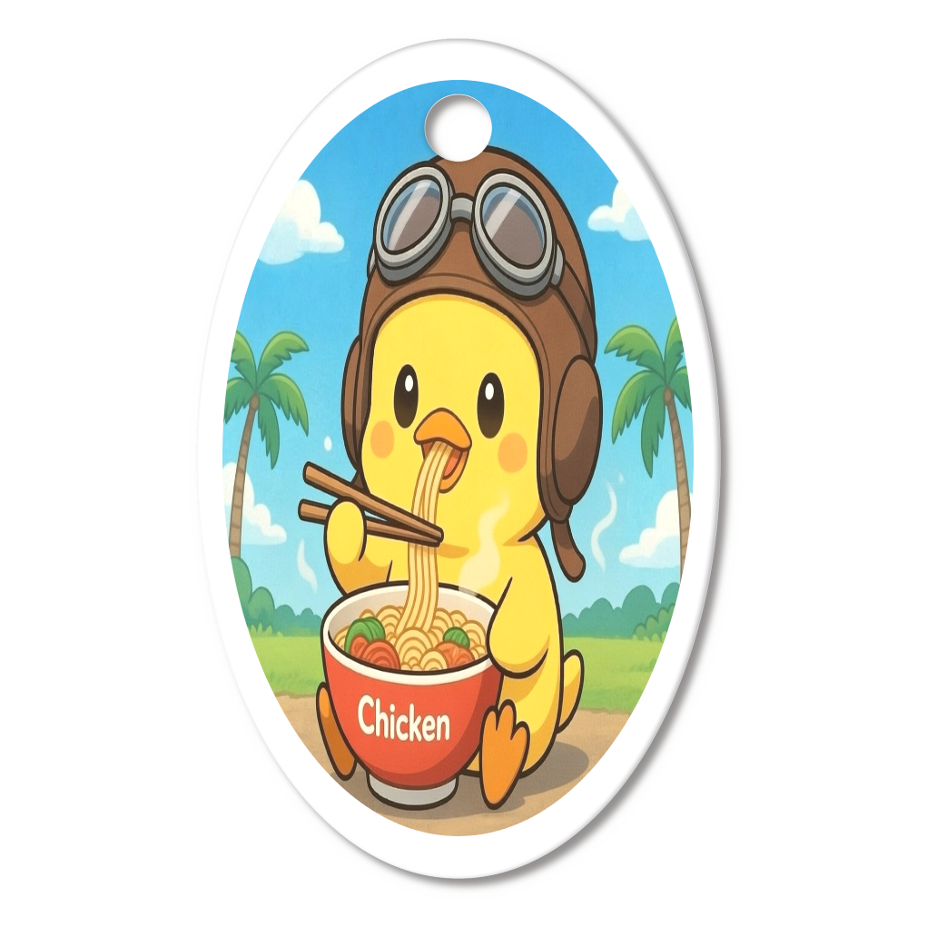 鳥さん  ラーメン 楕円型アクリルキーホルダー