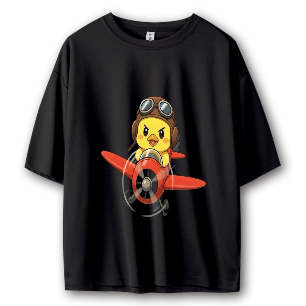 鳥さんストリート系Tシャツ ブラック