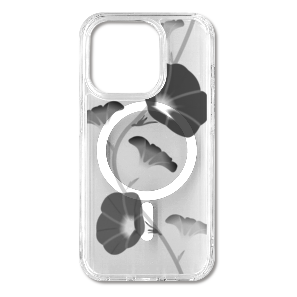 朝顔 黒透過  iPhone15Pro MagSafe対応 耐衝撃クリアケース