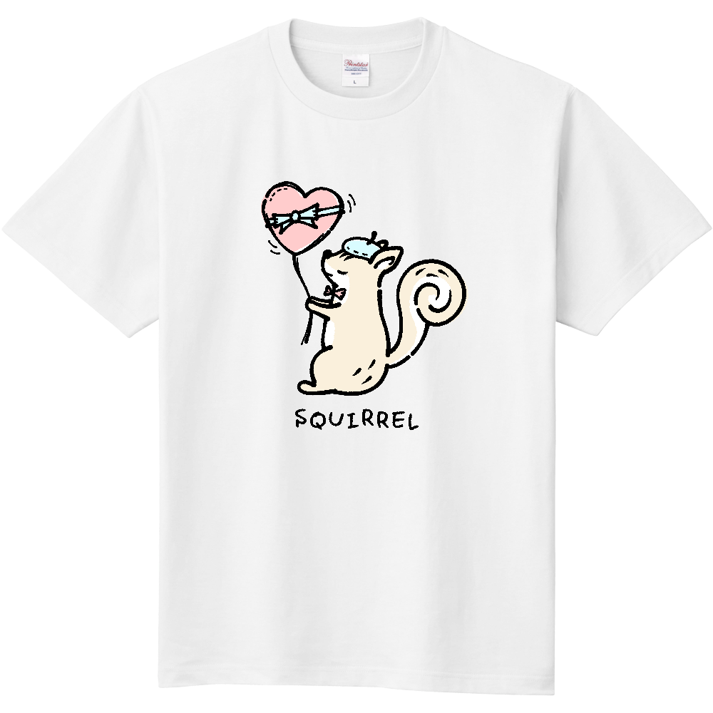 バレンタイン ハートの風船を持つリスくん CO