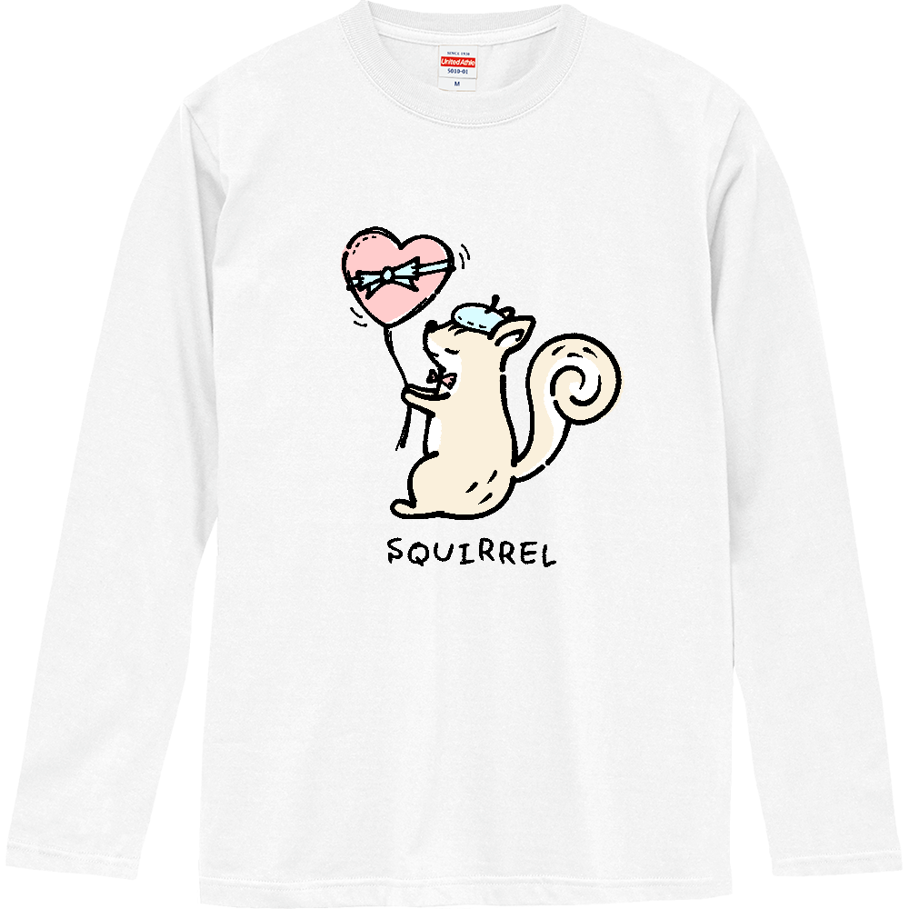 バレンタイン ハートの風船を持つリスくん CO