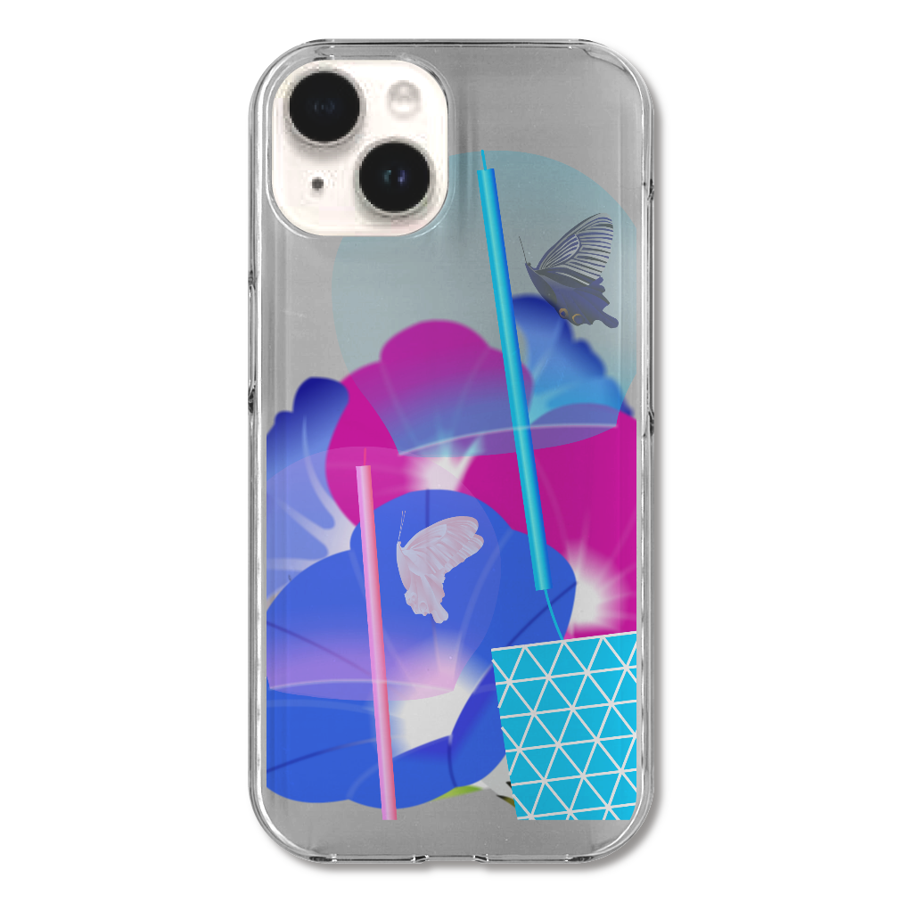 風鈴と朝顔1  iPhone15 (透明)(ハードケース)