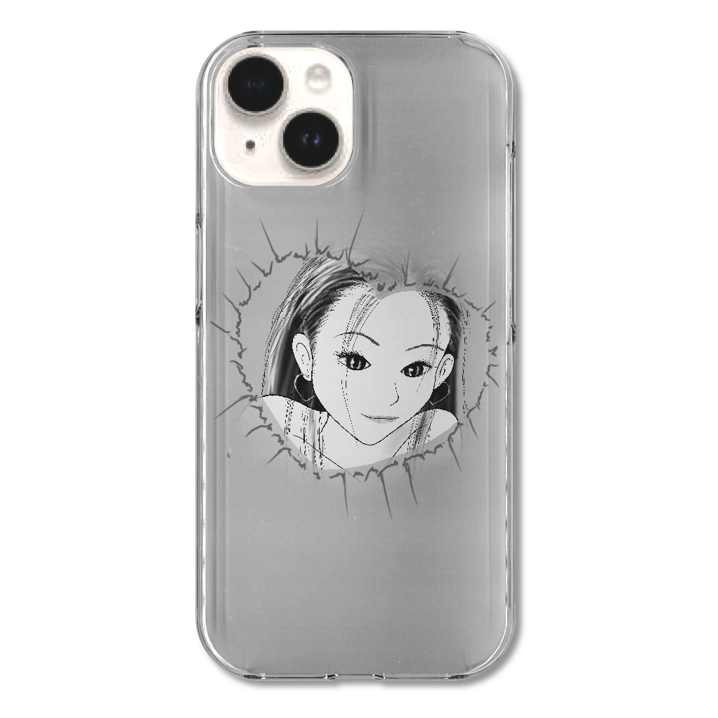 ずっきゅん モノトーン iPhone15 (透明)(ハードケース) ケース