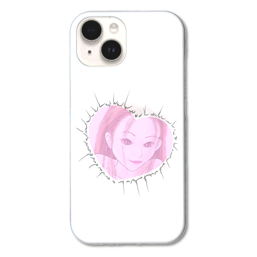 ずっきゅん iPhone15 ハードケース 白