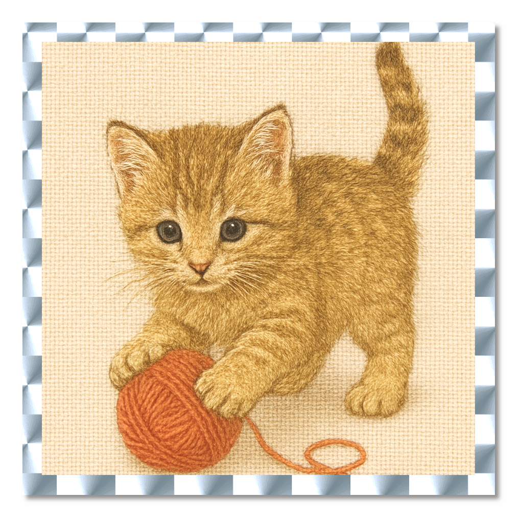子猫の刺繍画像