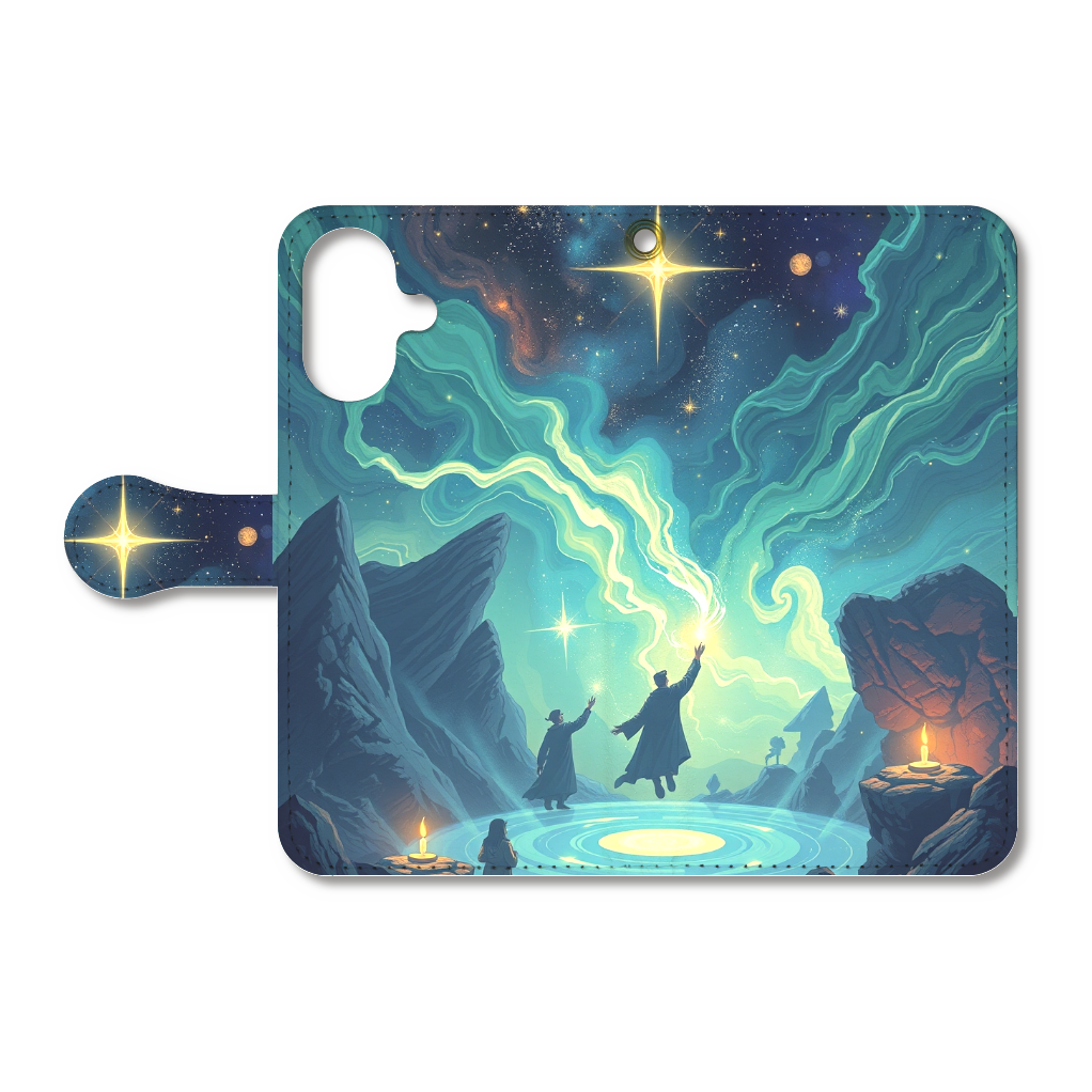 手帳型ベルト付きiPhone16用ケース 「ファンタジー風」