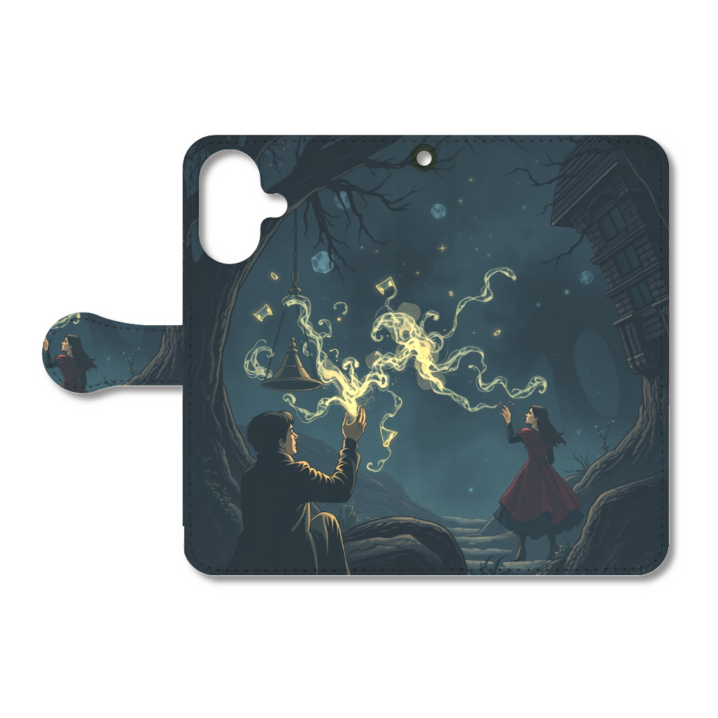 手帳型ベルト付きiPhone16用ケース 「ファンタジーな風景」