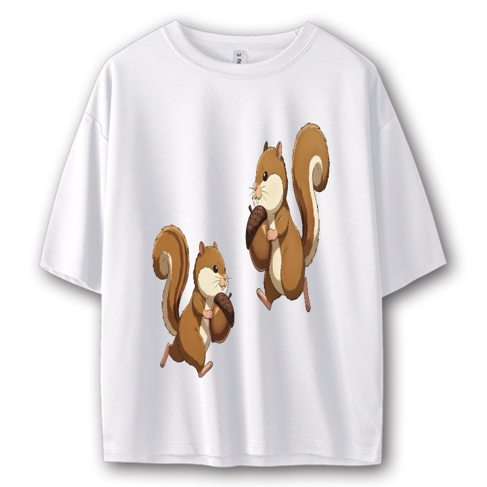 リスさん どんぐり ストリート系Tシャツ