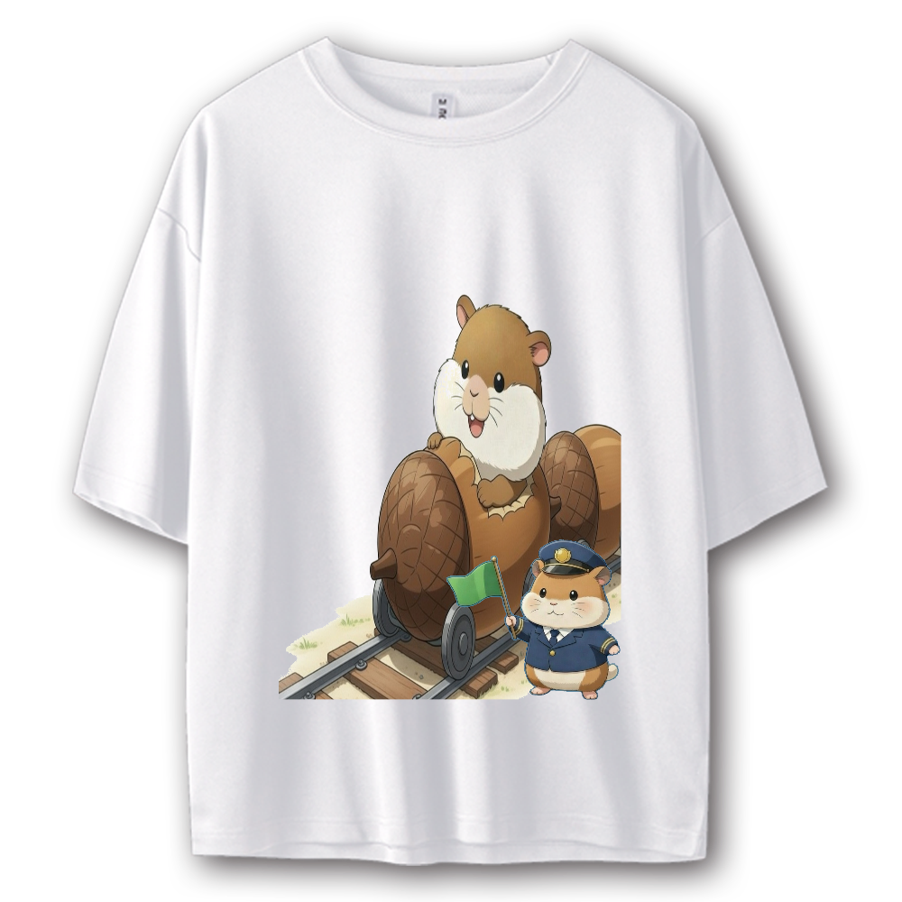 リスさん どんぐり列車 ストリート系Tシャツ