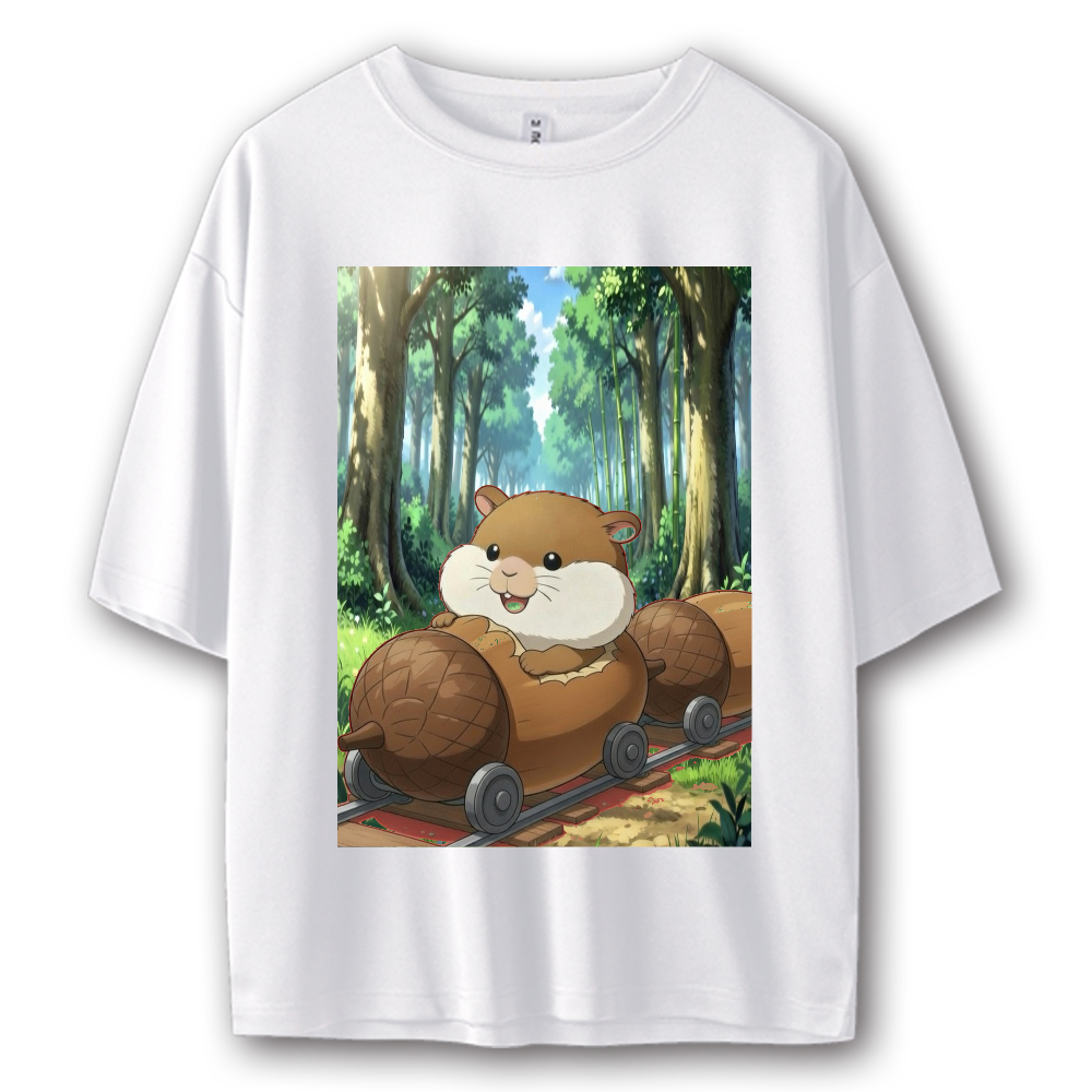 リスさんどんぐり列車 ストリート系Tシャツ