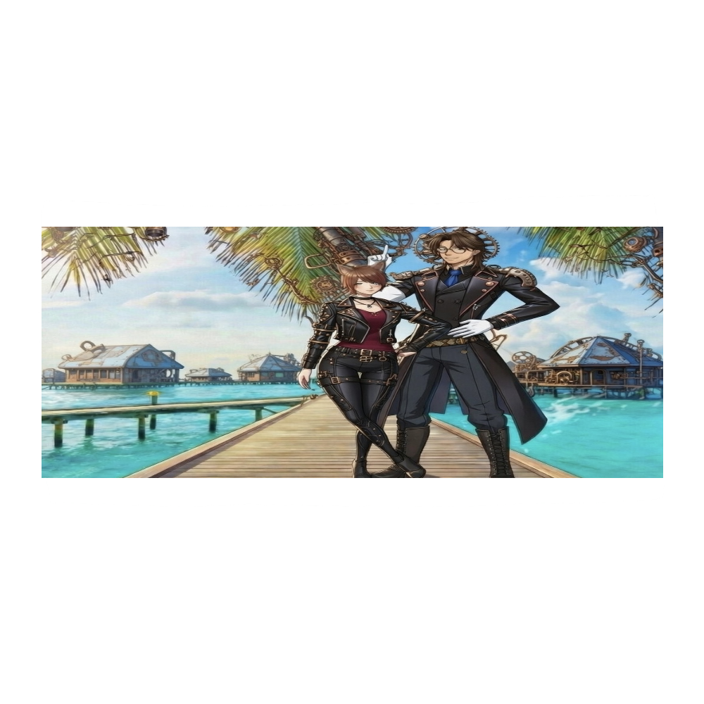 スチームパンク 高発色 全面印刷 極厚2フェイスマイクロファイバーフェイスタオル