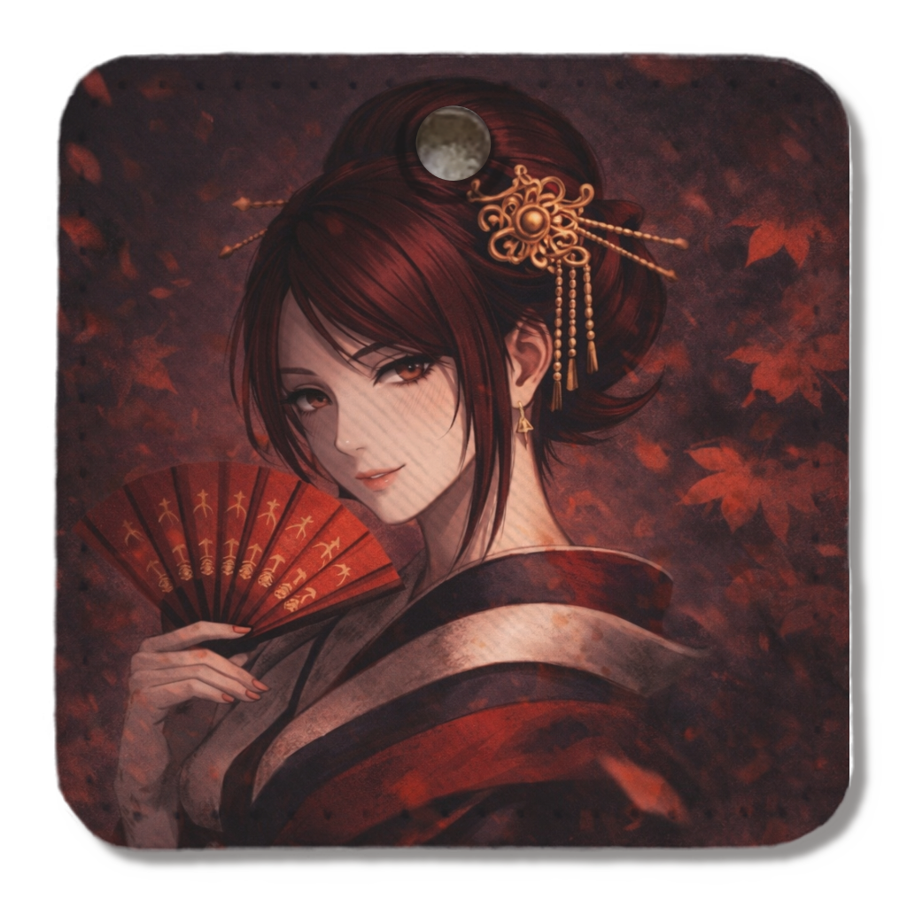 紅葉レザーキーホルダー