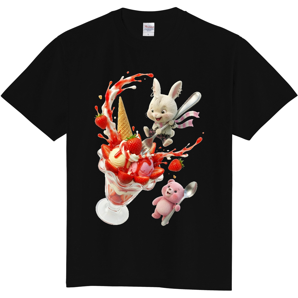 甘党うさぎ いちごパフェ Tシャツ