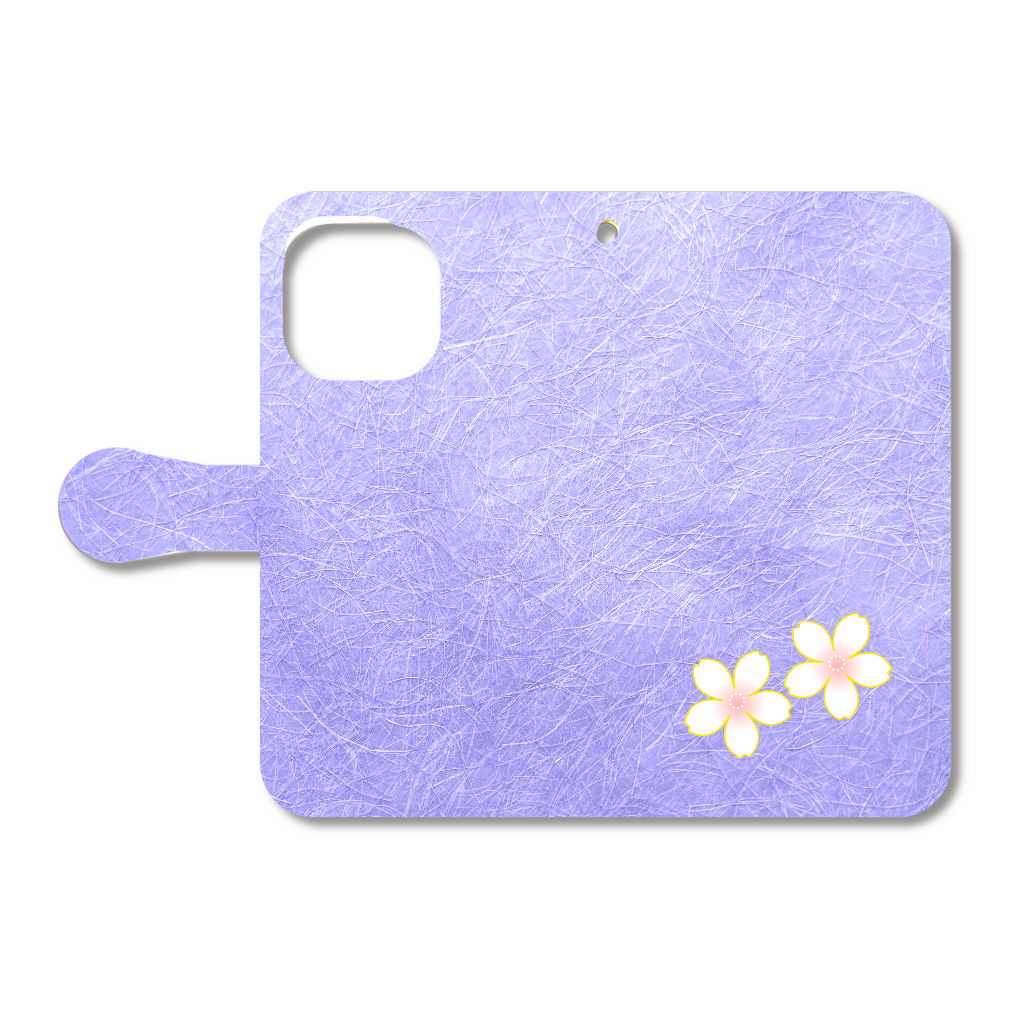 花と紫の 手帳型スマホケース