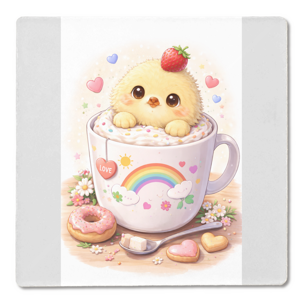 コースター ひよこといちご