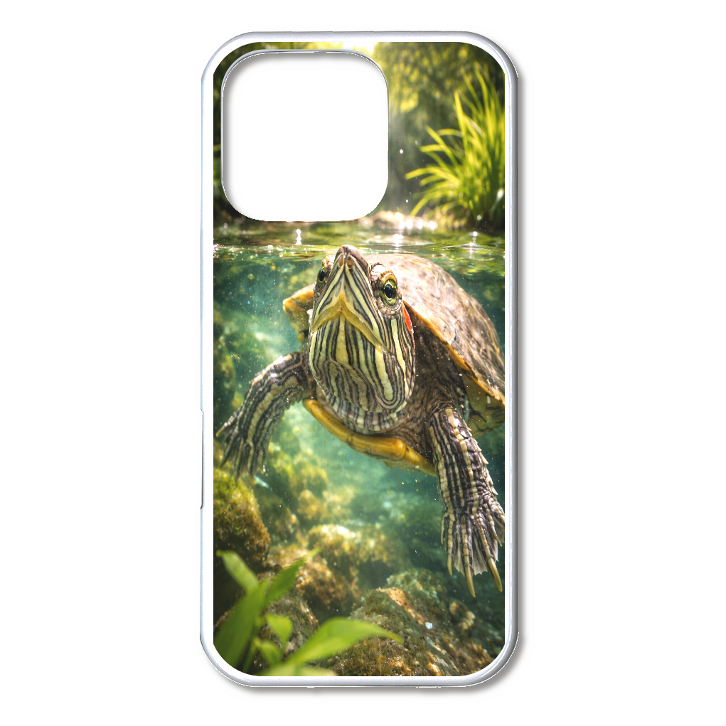癒しのミドリガメ｜森の清流を泳ぐ スマホケース iPhone16Pro