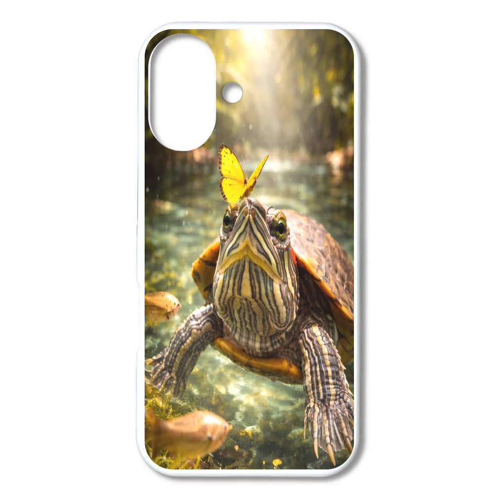 癒しのミドリガメ｜清流に舞う蝶 iPhone16