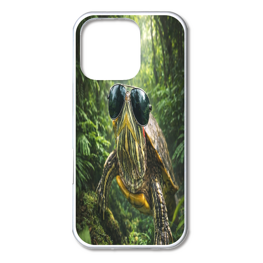クールなミドリガメ｜森を歩くサングラス亀 iPhone16Pro