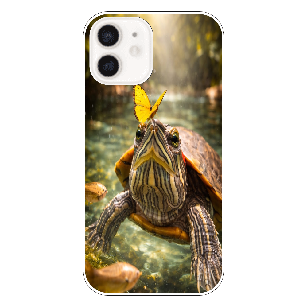 癒しのミドリガメ｜清流に舞う蝶 　iPhone12