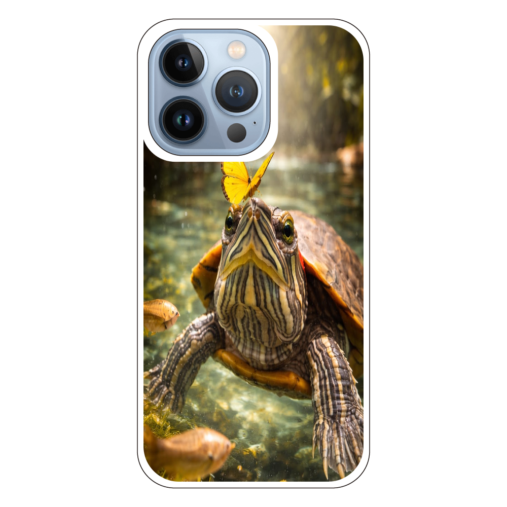 癒しのミドリガメ｜清流に舞う蝶  iPhone13Pro