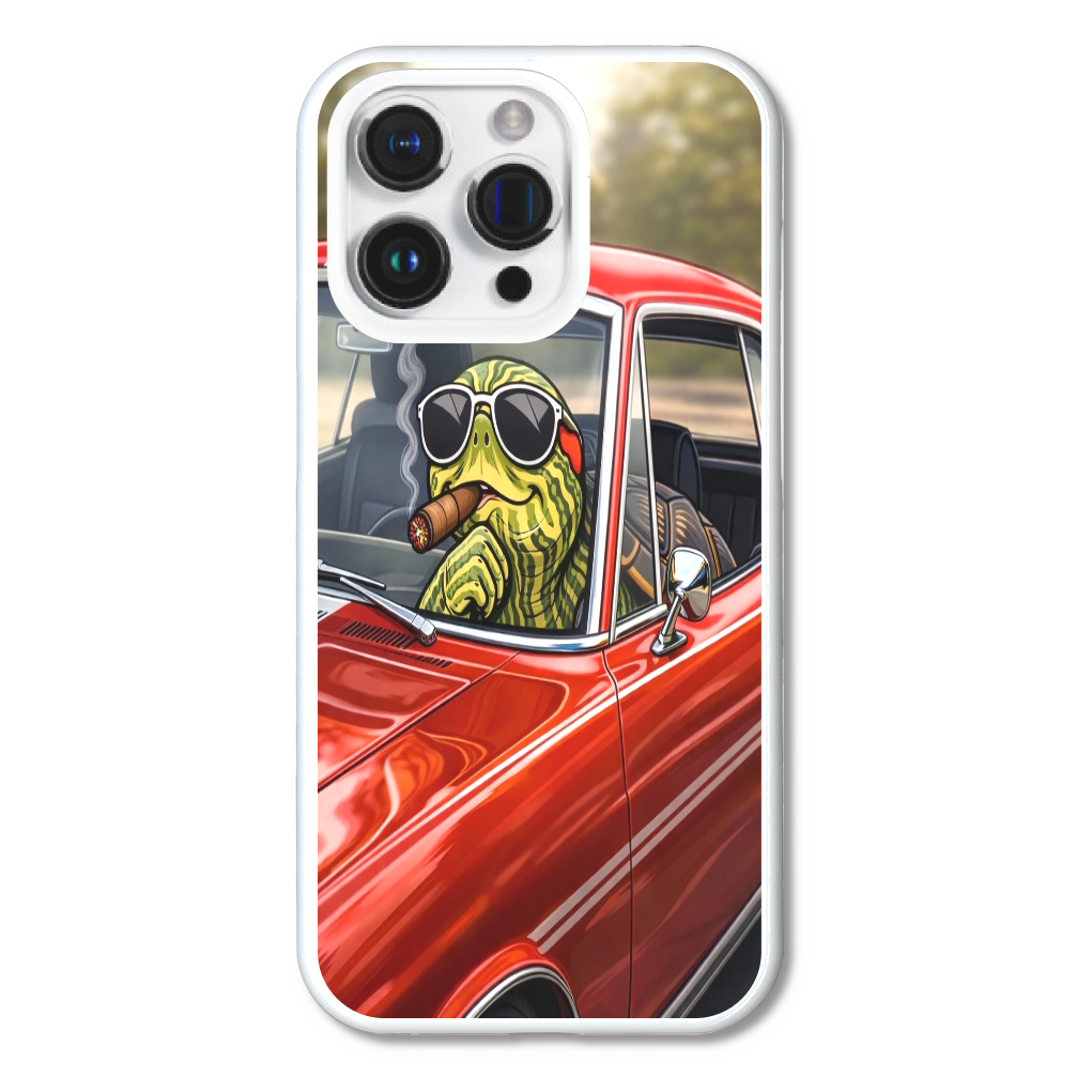 クールな亀ドライバー｜クラシックカーと葉巻iPhone15Pro